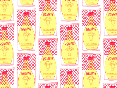 Kewpie Mayo Pattern art art licensing artwork digital painting food art food artist food illustration gouache illustration japanese food kewpie mayo painting pattern repeat pattern repeating pattern surface design