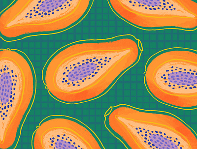 Papaya Pattern food art food illustration fruit fruit pattern illustration papaya papaya pattern repeat pattern surface design surface pattern surface pattern design