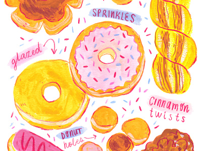 Donuts & Sprinkles art artwork donut drawing food art food artist food illustration foodie gouache illo illustration painting surface design watercolor
