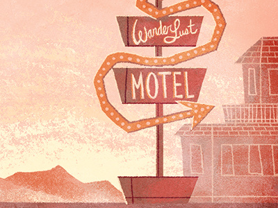 Wanderlust Motel desert digital art environment illustration signage typography