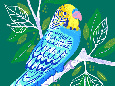 Parakeet art art licensing artwork bird digital art digital illustration digital painting illustration jungle parakeet placement illustration tropical