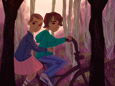 Stranger Things digital illustration eleven eleven and mike fan art forest netflix photoshop pop culture stranger things the upside down