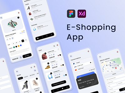 E-shopping app app design design e commerce e shopping illustration mobile app design mobile ui modern app design ui