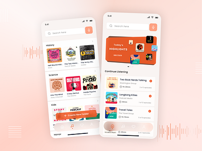 Podcast App app design audio audiobook listen minimal mobile app mobile ui modern modern app design music music app music player off air on air player podcast podcasts sound streaming user interface