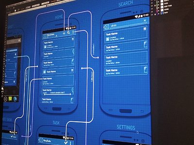 Wireframe ManyTasks android app blueprint flow galaxy mobile phone samsung task to do todo wireframe