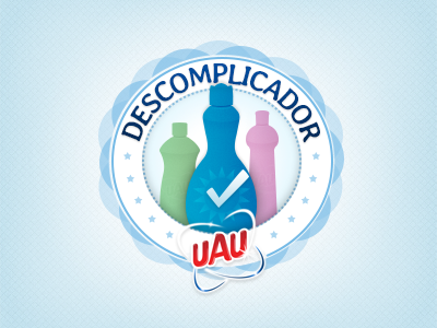 Descomplicador app badge bottle check check mark facebook logo seal stamp