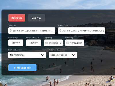 MidFare Flight Search Design airplane design one page travel trend ui design ux design web design