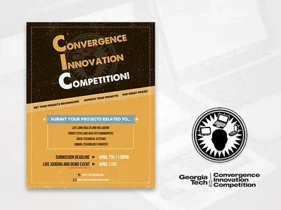 Convergence Innovation Competition (CIC) at Georgia Tech brown cic competition design flyer poster ui ux yellow