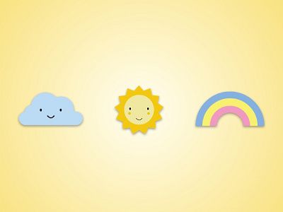 Cute Little Friends blue character cloud cute design icon rainbow smile sun ui yellow