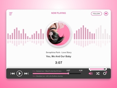 Daily UI Challenge #09 — Music Player app challenge daily design music pink player playing ui ux web