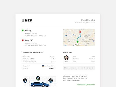 Daily UI Challenge #17 - Email Receipt 2d app challenge daily design email receipt transaction uber ui ux web