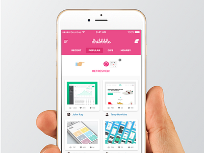 Dribbble - Pull To Refresh 2d app concept design dribbble pink pull refresh ui ux