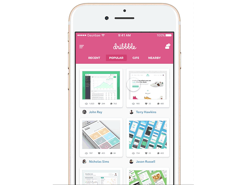 Dribbble - Pull to Refresh Interaction invite framer concept pink refresh pull 2d app dribbble ux ui