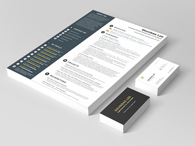 Resume and Business Card 2d app business card cv design resume ui ux web