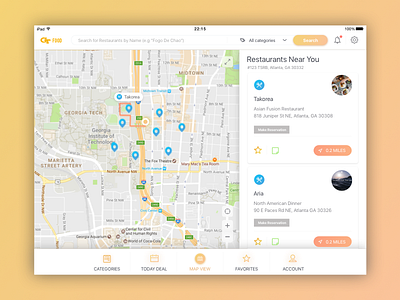 Daily UI Challenge #20 — Location Tracker challenge daily design food ipad location map restaurant tracker ui ux