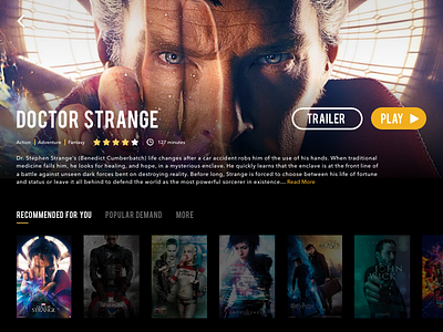 Daily UI Challenge #25 — TV App (Dr. Strange) 025 app daily movie netflix poster principle prototype slider tv ui video