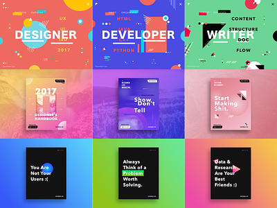 Poster Series color creative geometry gradient layout poster quote typography ui