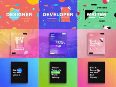 Poster Series color creative geometry gradient layout poster quote typography ui