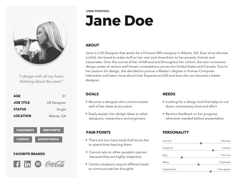 User Persona Template Sketch freebie  Download free resource for Sketch   Sketch App Sources