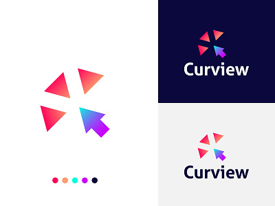 Modern Colorful  Mouse Pointer Click View Logo Design