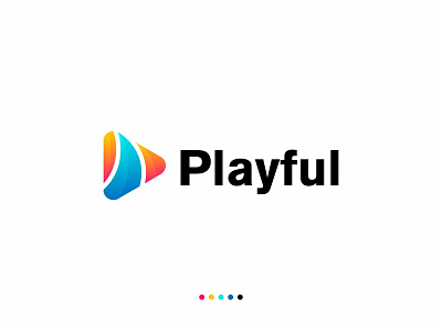 Modern Colourful Media Play Technology Logo Design arrow buttons colourful cyberspace emblem film forward gradient graphic interface logotype media