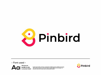 Modern Letter B Bird Pin Logo Design alphabet bold company corporate cyberspace graphic idea identity inspiration letter map minimalism
