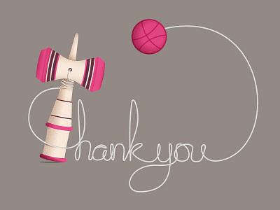 Let's Play Kendama first shot illustration kendama pink play thank you toy typography vector art