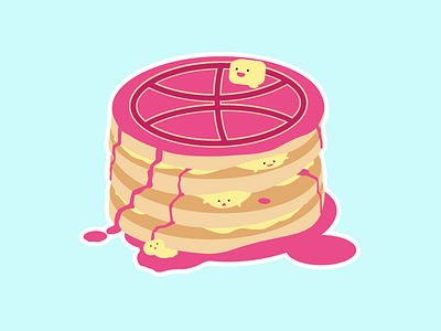 Dribbble is like Pancakes breakfast butter dribbble food illustration pancake pancakes stickermule sweet