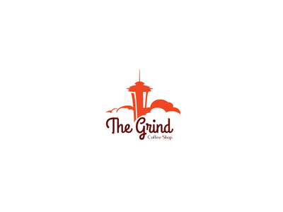 The Grind Coffee Shop coffee coffee shop grind logo logo design seattle space needle the grind thirty logo thirtylogos thirtylogoschallenge