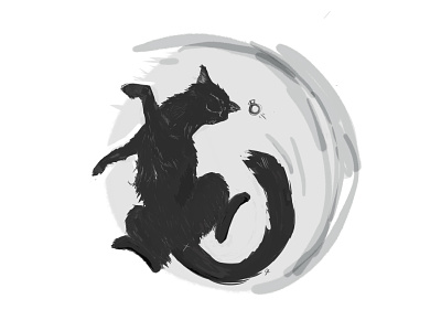 Ring animal blackcat cat illustration illustrations inktober inktober2019 procreate