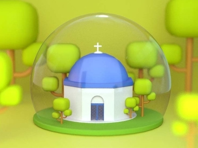 snow globe 4d c4d