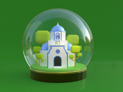 Santorini Church blue c4d cinema4d illustration