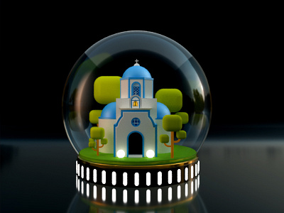 Night 3d cinema4d glass illustration