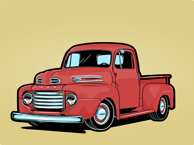1948 Ford Truck cartoon graphic design illustration