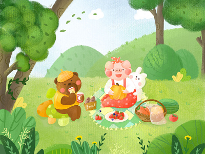 野餐 illustration 动物 可爱 板式