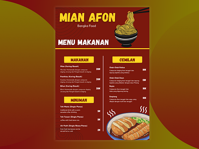 MIAN AFON - FOOD MENU design food menu graphic design