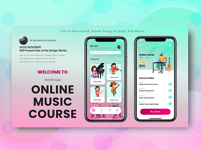 UI/UX ONLINE MUSIC COURSE mobile app design ui uiux ux