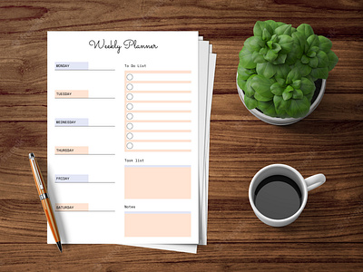 Minimalist Weekly Planner Template branding design facebook fb cover graphic design ui vector weekly