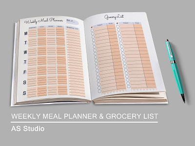 Weekly Meal Planner & Grocery List branding design food graphic design