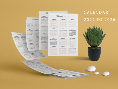 Calendar 2022 to 2026 branding design facebook graphic design month ui vector