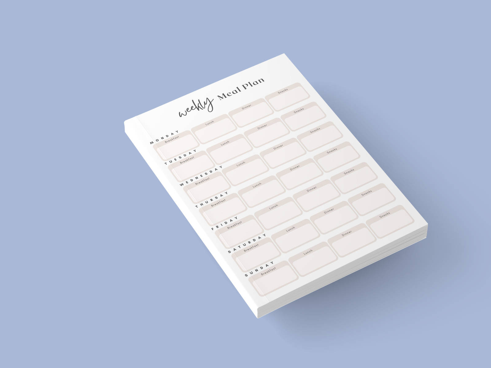 Simple Weekly Meal Planner by AS Studio on Dribbble