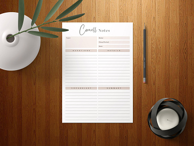 Elegant Cornell Notes Planner branding design elegant notes paper facebook fb cover graphic design hotel trifold brochure illustration logo ui vector