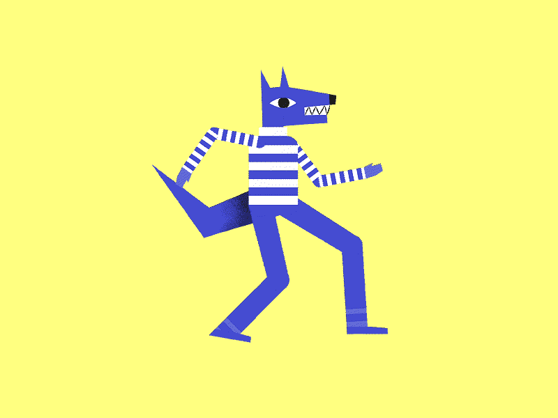 loup bleu character character design creature danse gif illustration loup moho12 wolf wolfman