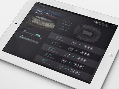 Ticket Section. WIP cart dark ui flat ui ipad ticket sales