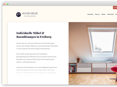 Redesign Schreinerei Achim Neub beige carpenter carpentry creme design minimal warm webdesign