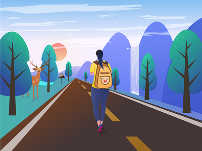 travel alone gril illustration lottery travel travel agency travel design