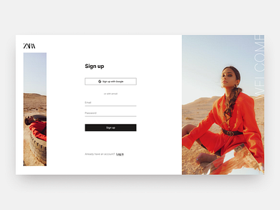 Sign Up Page clothing concept e commerce login redesign sign up sign up page ui zara
