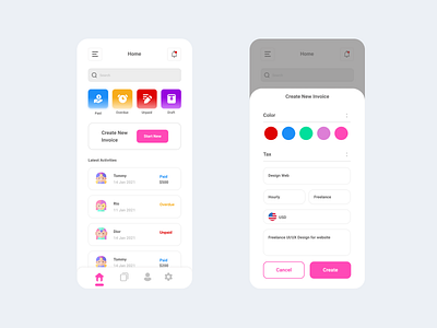Invoice Management Application colorful dynamic freelance design fun page invoice design management management app management invoice payment uidesign uxd technologies uxdesign uxdesigner