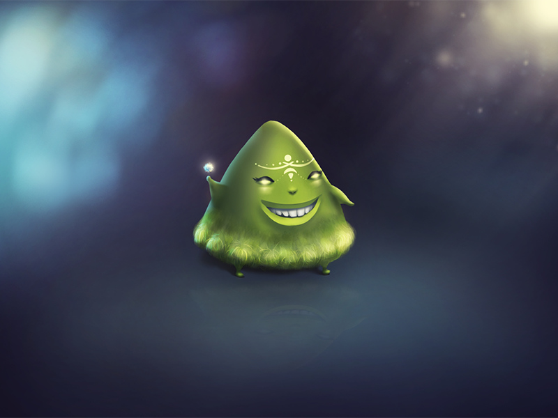 Green happiness happy digital art drawing smile light shine character green cute