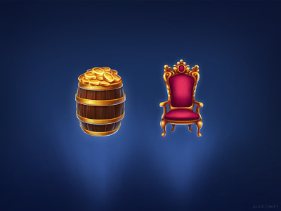 Throne and barrel of gold